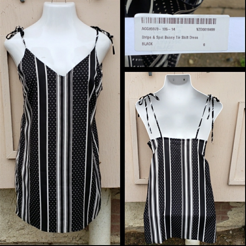 NEW women 6 shift dress polka dot stripes print